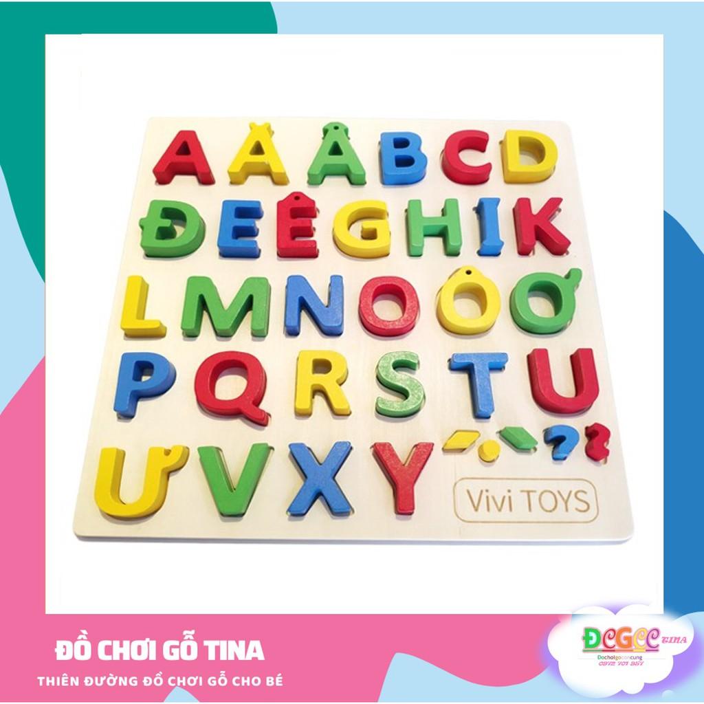 BẢNG CHỮ CÁI TIẾNG VIỆT bảng chữ cái thông minh gỗ in hoa nổi đồ chơi gỗ giáo dục vivitoys