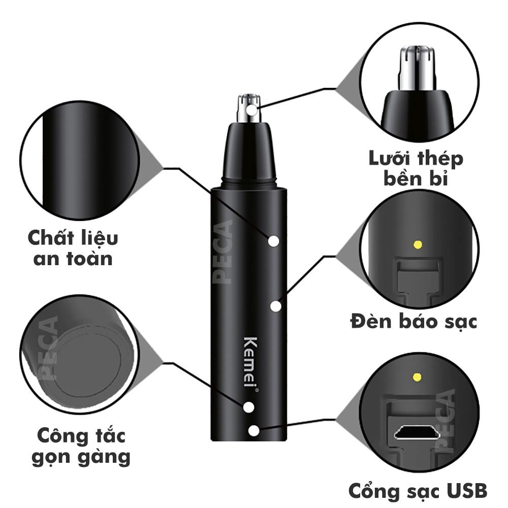 Máy tỉa lông mũi chuyên nghiệp Kemei KM-X4 dùng sạc USB tiện lợi, thiết kế nhỏ gọn dễ sử dụng