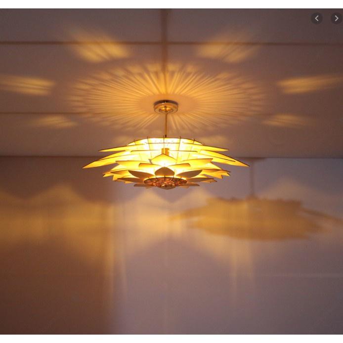Đèn gỗ hoa sen DIY decor nhà cửa, văn phòng