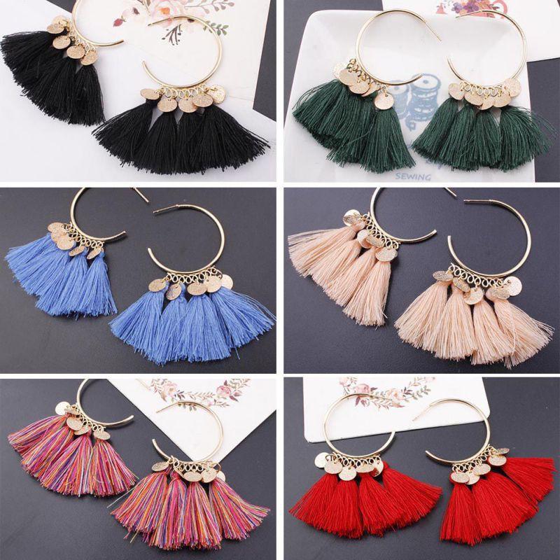 Bông tai tua rua dài cho nữ