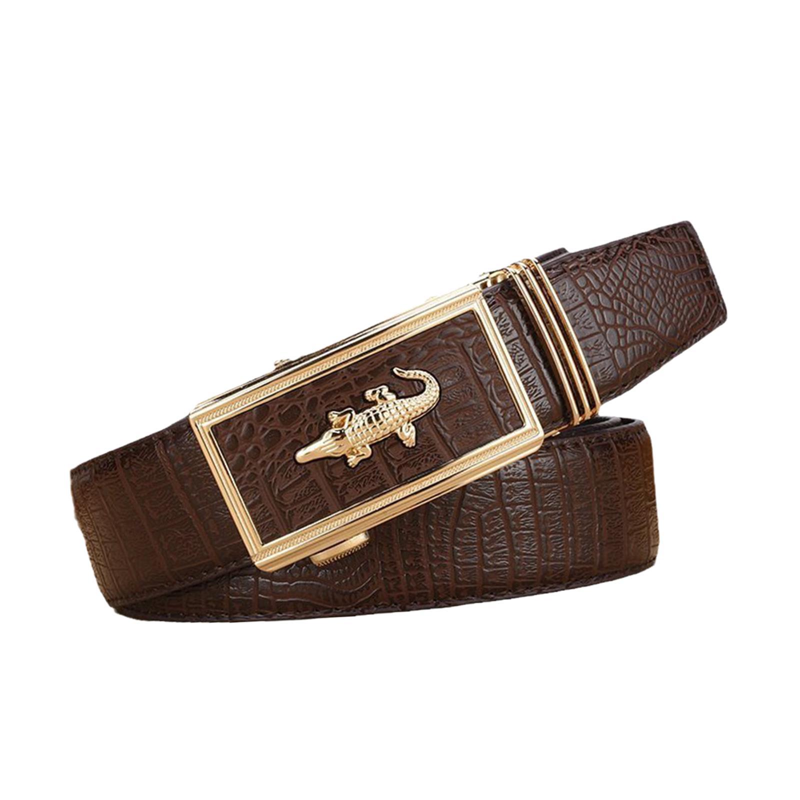 Men Belt Slide Ratchet Belt Adjustable Fashion Decorative PU Leather 120cm Casual Belt Work Belt for, Shirt, Pants, Wedding, Party