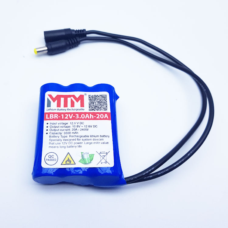 Pin sạc lithium 12V 3000mah 3S chịu tải 20A MTM kèm sạc chính hãng