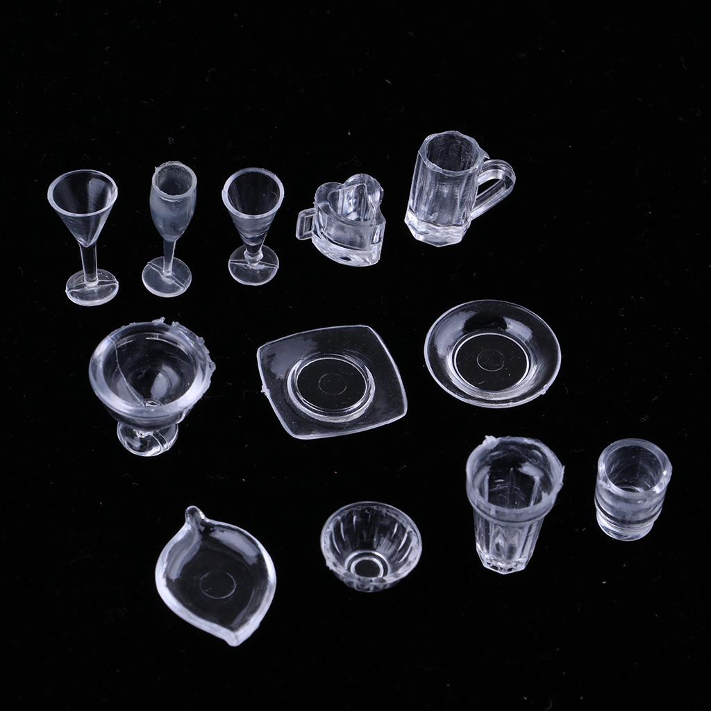 Tooyful Nhà Búp Bê Lắp Ghép Mô Hình Thu Nhỏ: Bộ 13 Mini Bát, Đĩa, Chén, Đĩa Bộ Đồ Ăn Bộ, tỉ Lệ 1:12