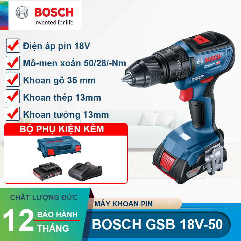  Máy khoan pin Bosch GSB 18V-50