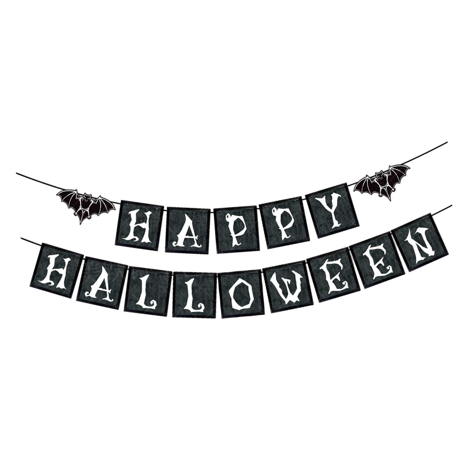 Halloween Banner Halloween Decoration Fireplace Wall Halloween Pull Flag Halloween Garland Supplies for Yard Garden Horror Movie Theme Party
