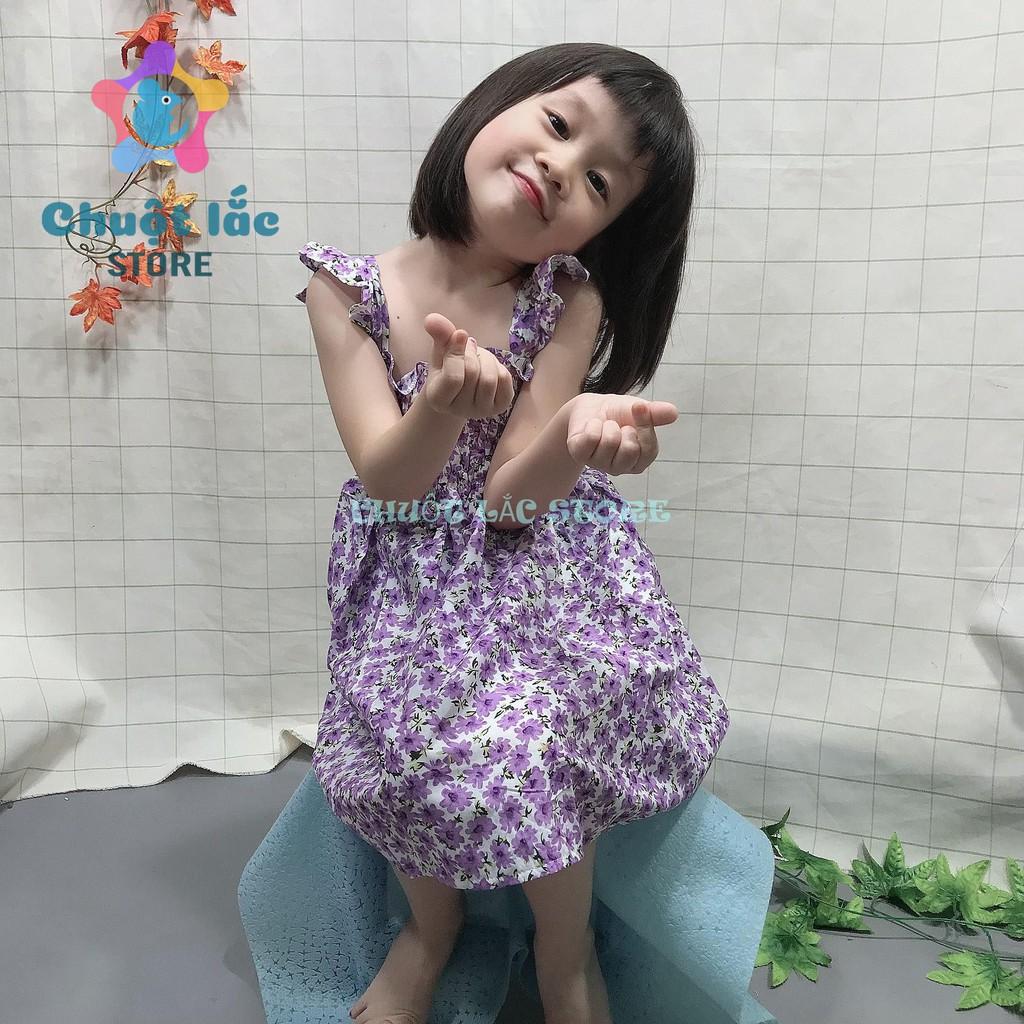 Váy đầm bé gái mùa hè kiểu tay con nhún bèo hoa nhí cho bé gái từ 12kg đến 28kg