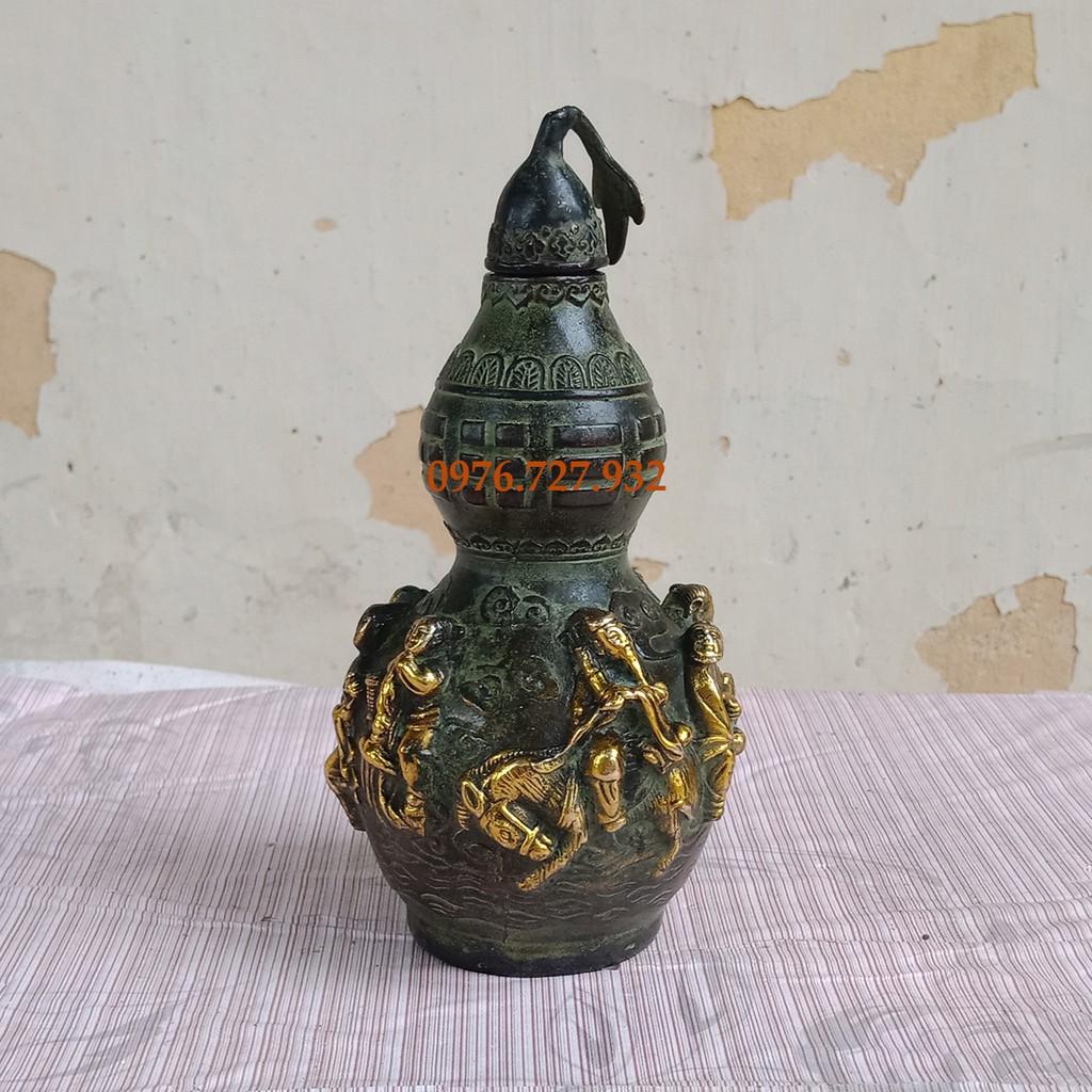 Hồ lô bát tiên đồng 18cm, giá bán hồ lô bằng đồng, bán hồ lô bằng đồng giả cổ