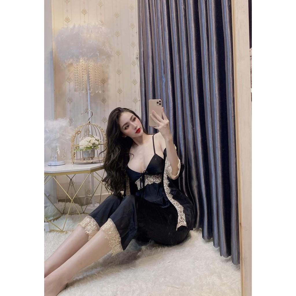Set Bộ Đồ Ngủ Nữ 2 dây Sexy lụa satin - latin Siêu Mát 3 màu SB101