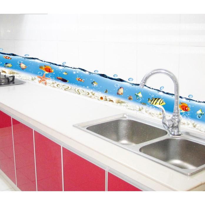 Decal trang trí chân tường Đại Dương xanh