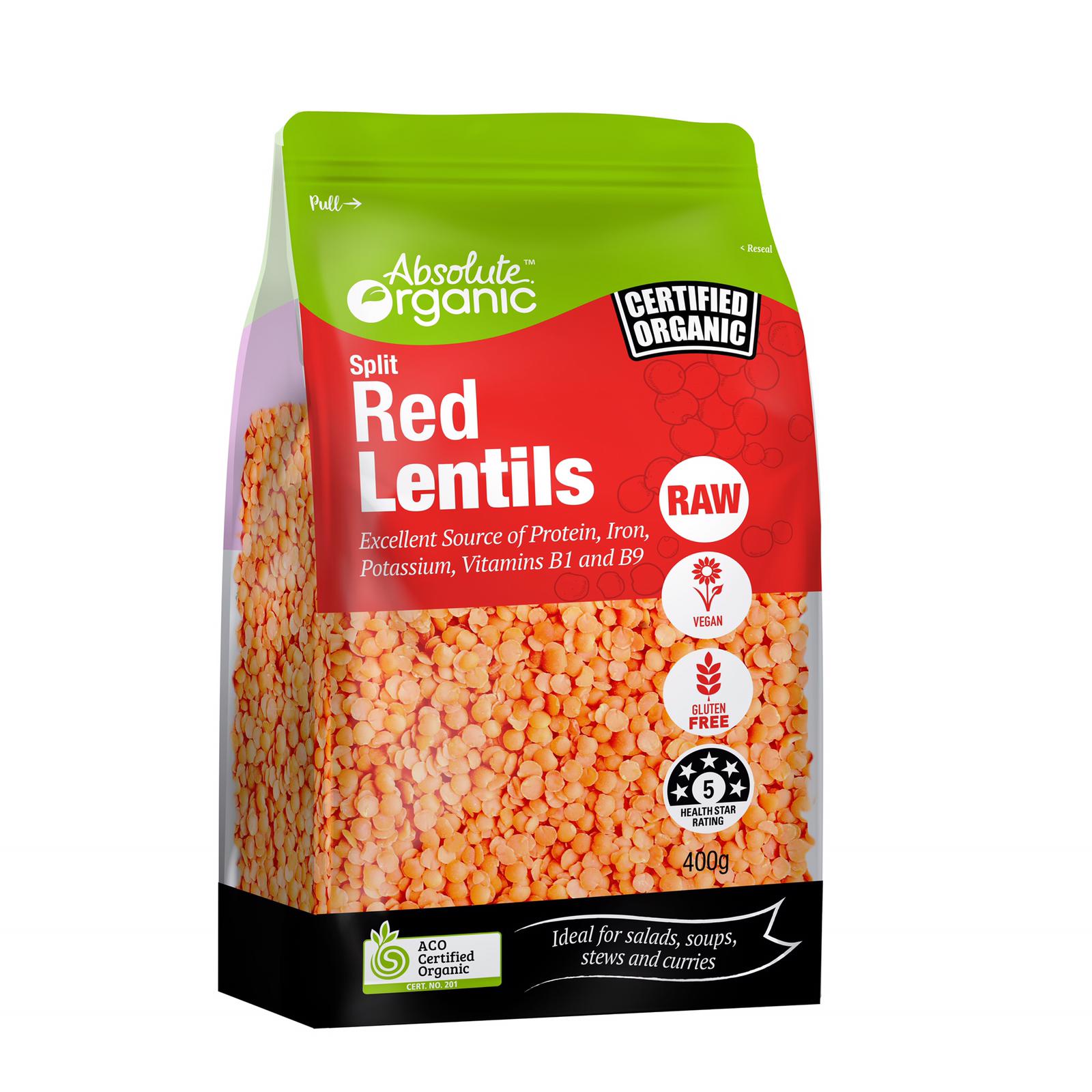 Đậu lăng chứa Protein và chất xơ Absolute Organic Split red Lentils 400g