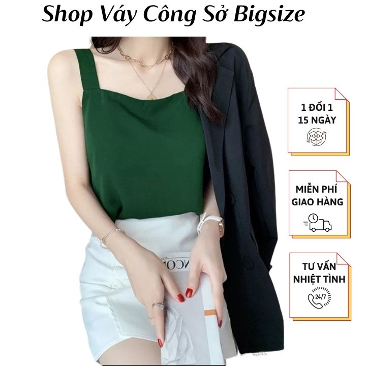 Áo lụa 2 dây cổ vuông mặc trong vest, blazer vải lụa latin cao cấp thoáng mát