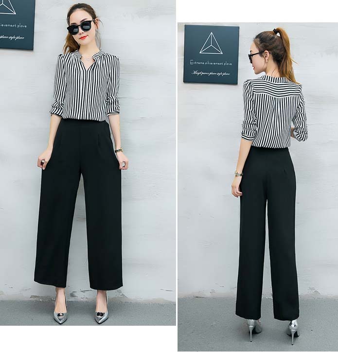 Quần áo bộ sọc cổ v Mã: AA833 - ĐEN