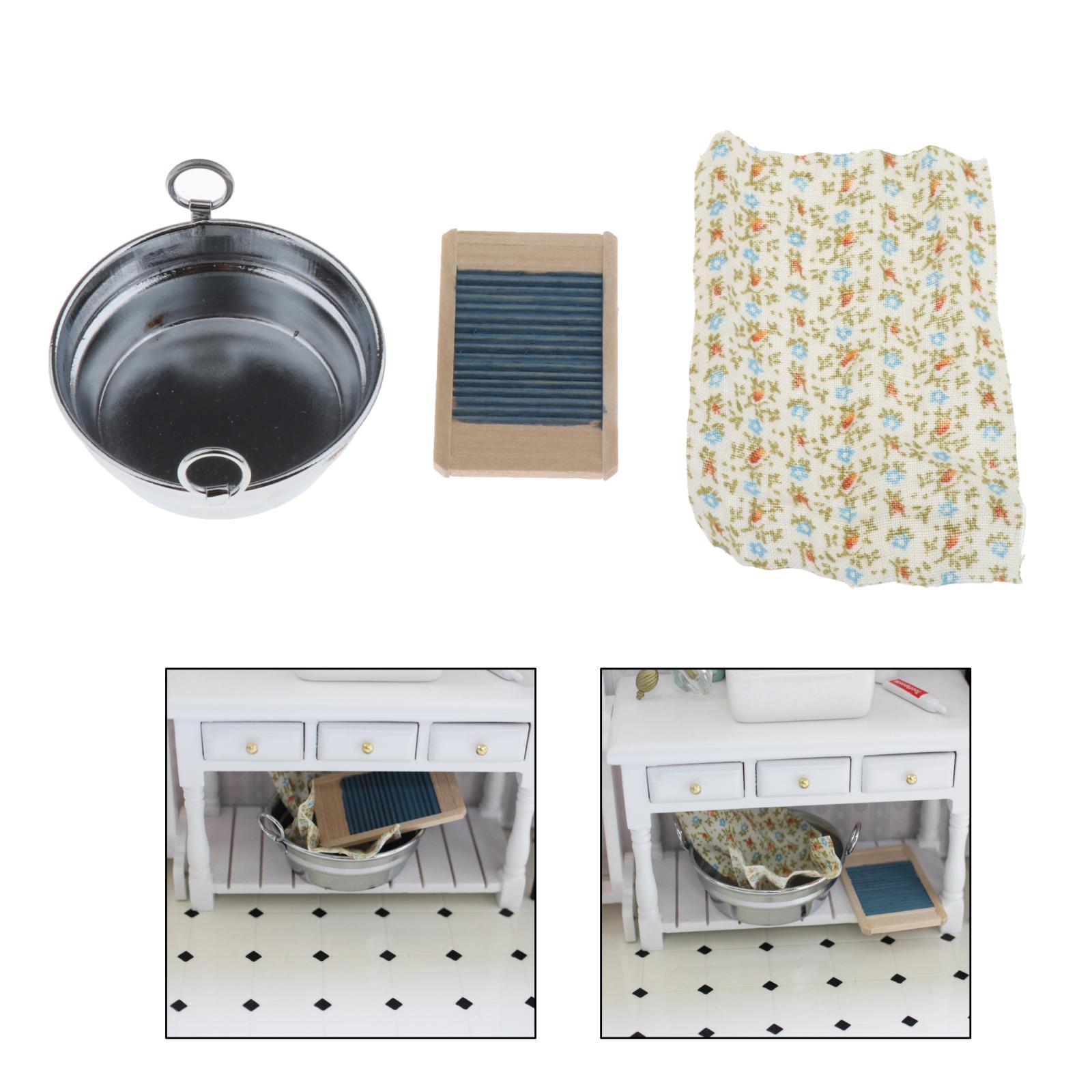 1/12 Mini Dollhouse Bucket Model Toy Bathroom Scenery Accessory for Dolls House