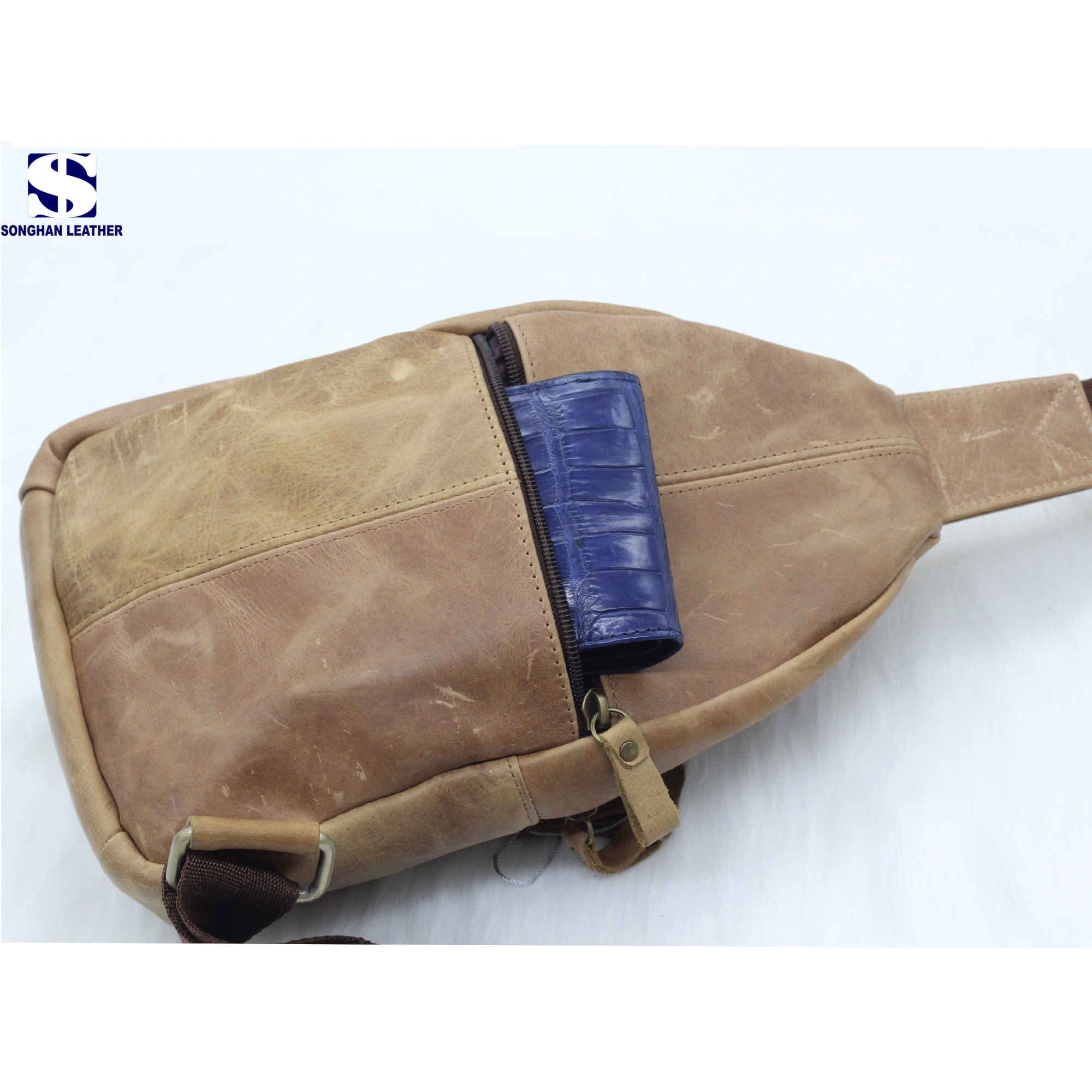 Túi Đeo chéo Da Bò Thật Cao Cấp Songhan Leather BM01.Túi Nam Đeo Ngực Đa Năng . Bảo Hành 12 Tháng