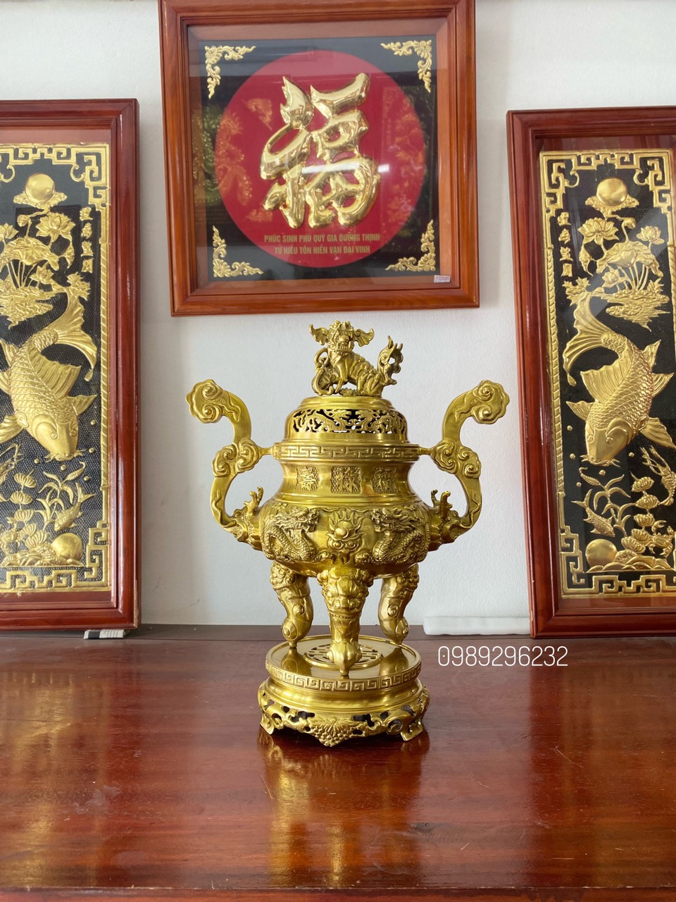 Quả Lư đỉnh đồng vàng cao 50cm