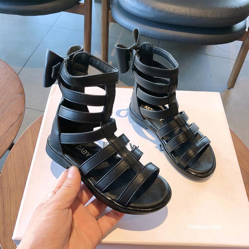 Giày Sandal chiến binh bé gái - Sandal bé gái cao cổ phong cách Hàn Quốc chất da PU siêu mềm êm chân MG Baby V656