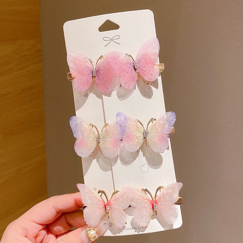 Set 6 chiếc kẹp bướm, kẹp tóc hồ điệp màu sắc kim tuyến đính đá lấp lánh và dễ thương