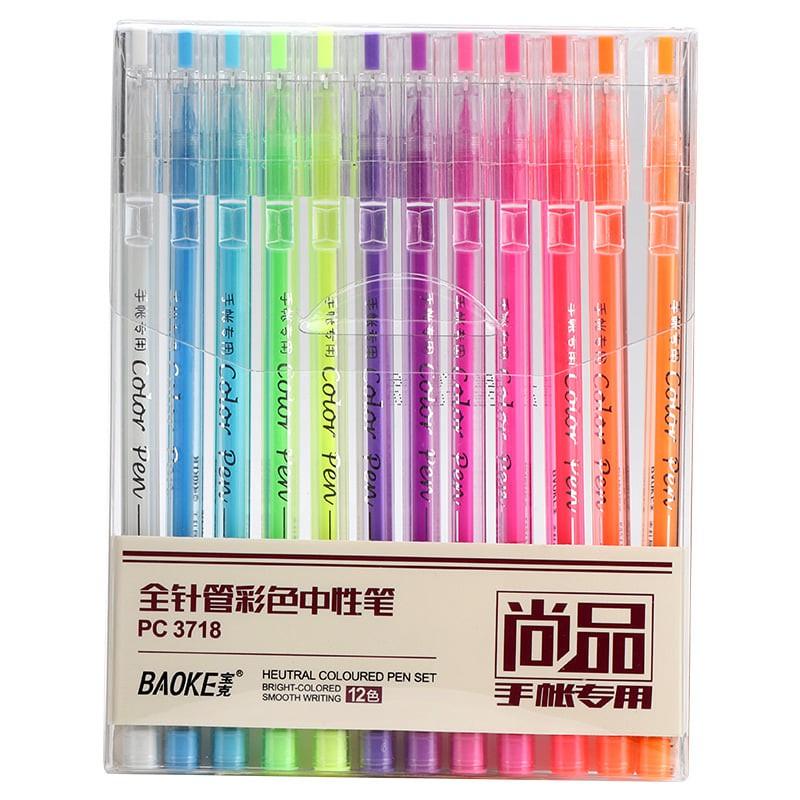 Vỉ 12 bút gel màu neon nét 0.6mm Baoke PC3718