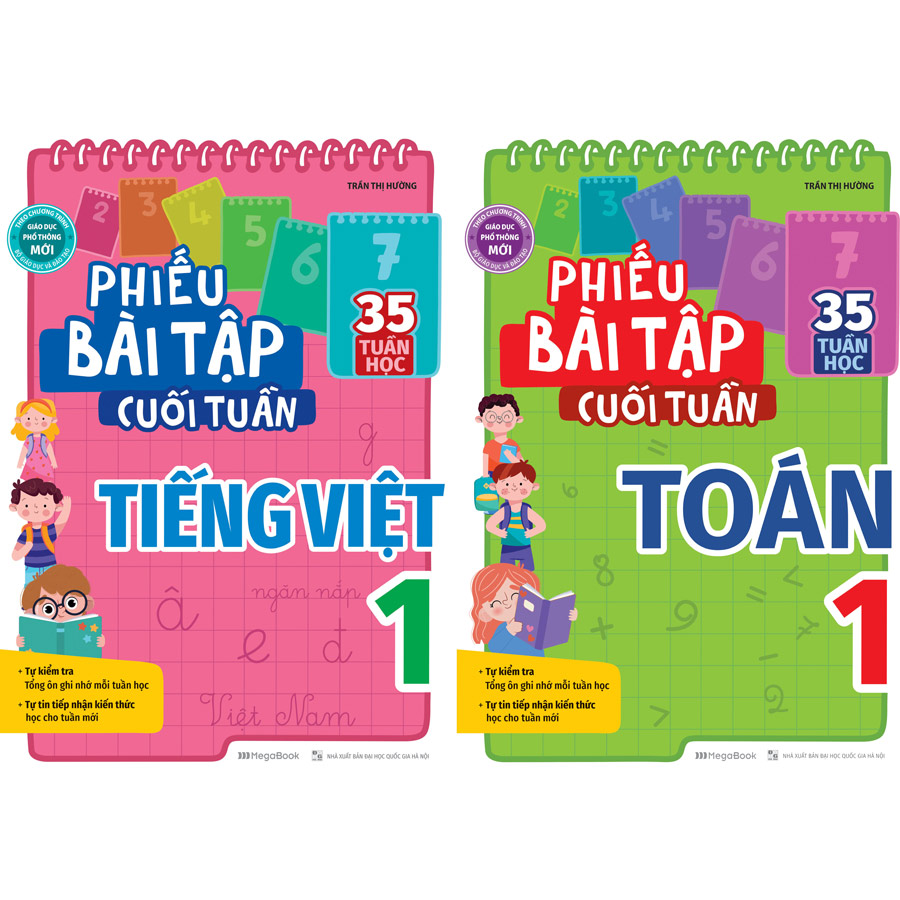 Combo 2 Cuốn Phiếu Bài Tập Cuối Tuần Toán Và Tiếng Việt 1