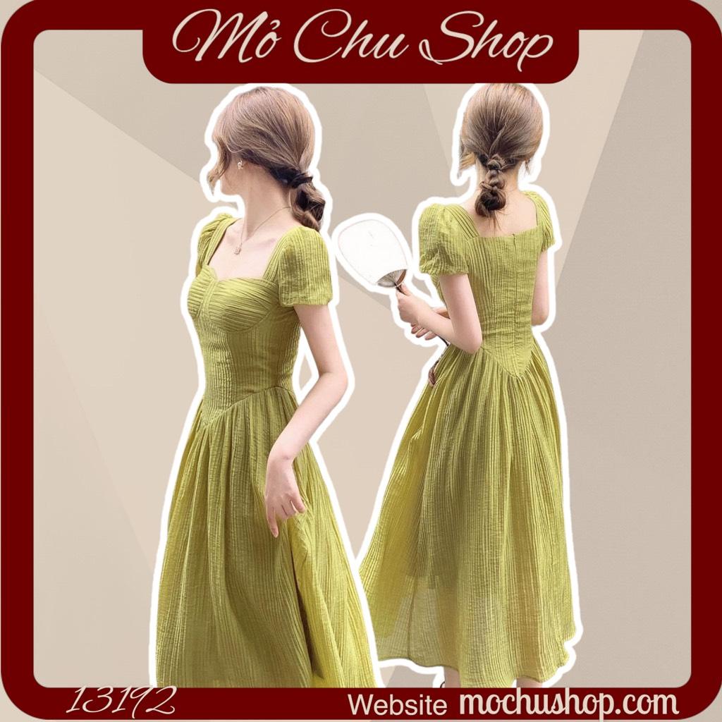 ĐẦM MIDI XÒE XẾP LY EO CÚP NGỰC 13192