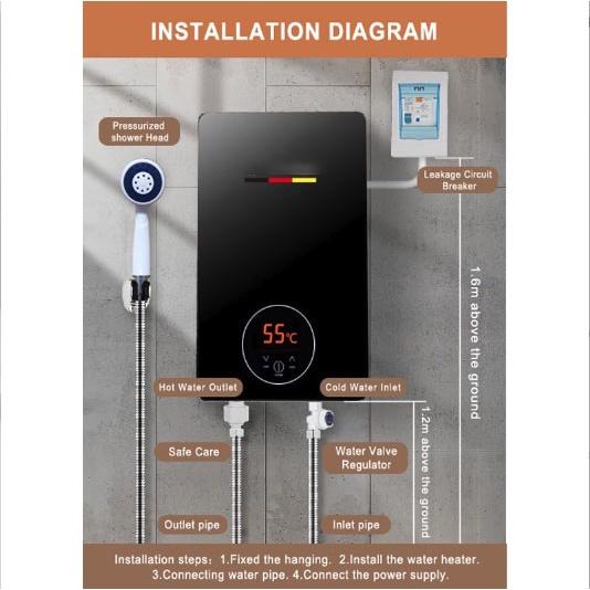 Máy nước nóng Nhà Tắm Water Heater Germany 5500w (Full option)