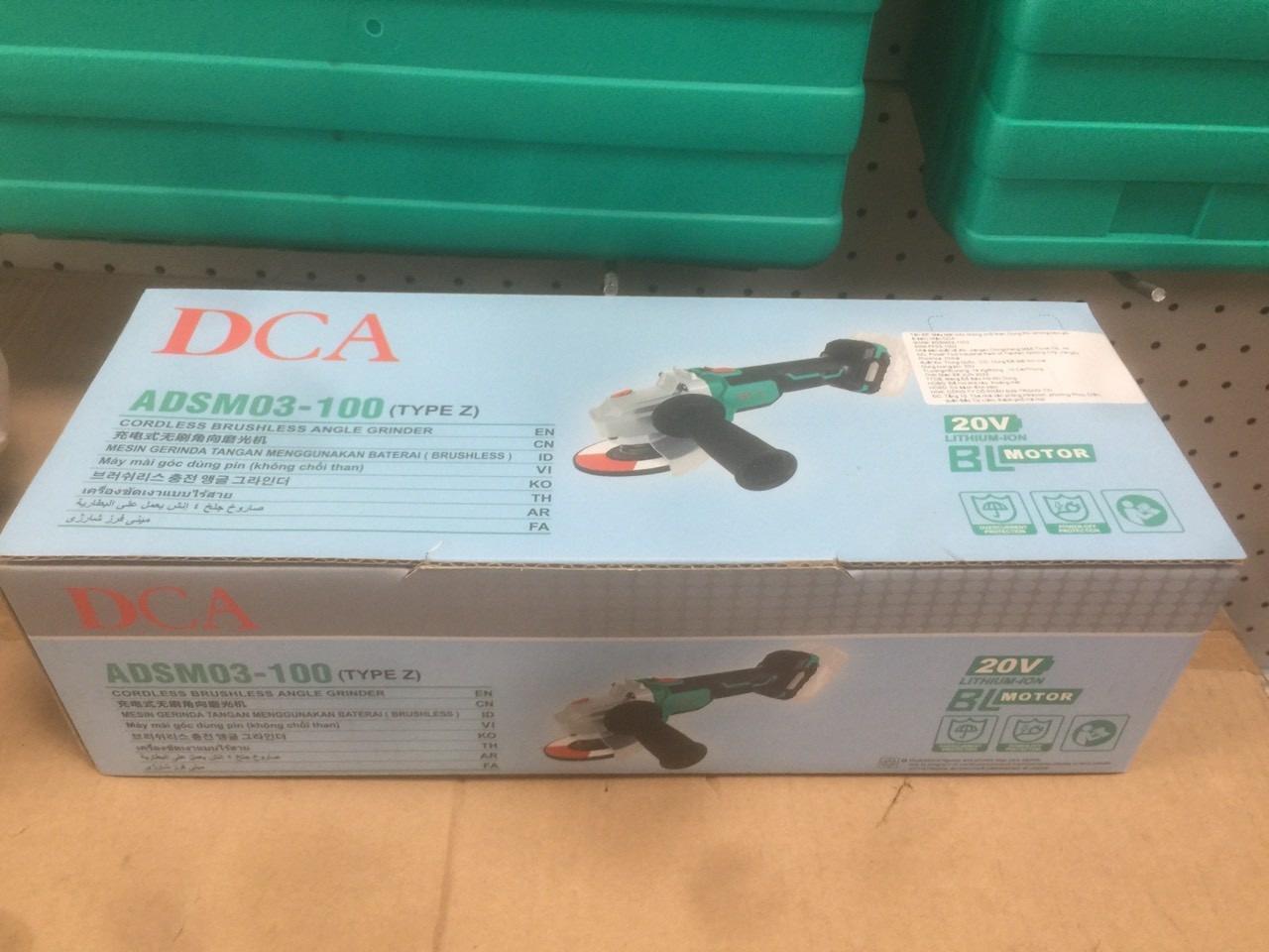 MÁY MÀI GÓC KHÔNG CHỔI THAN DÙNG PIN DCA ADSM03-100Z (KHÔNG GỒM PIN VÀ SẠC) - HÀNG CHÍNH HÃNG