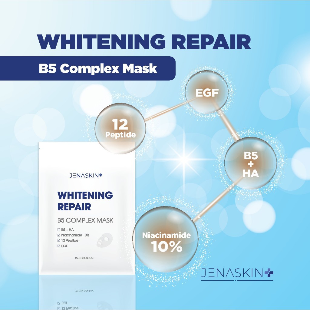 Mặt Nạ Trắng da Cấp ẩm Mờ Thâm Nám Niaciamide 10% Whitening Repair JENASKIN B5 Complex Mask 25ml
