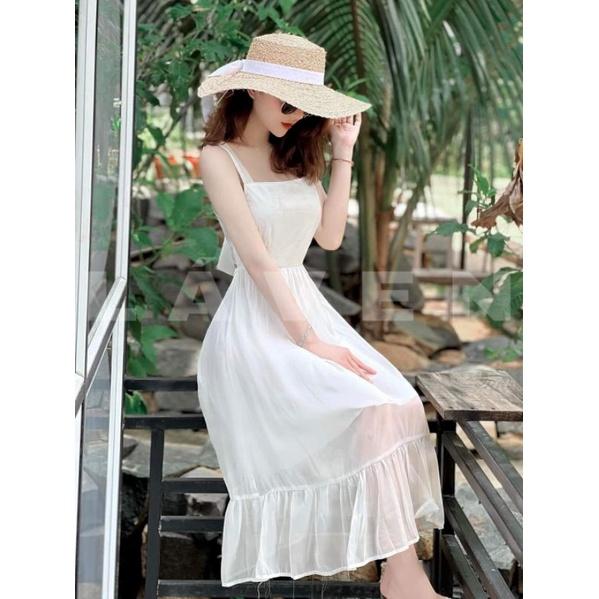 ĐẦM VOAN 2 LỚP THẮT NƠ SAU LƯNG XINH XẮN