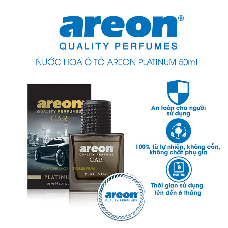 Nước hoa ô tô cao cấp AREON Car Platinum Perfume 50ml - NHẬP KHẨU BULGARIA