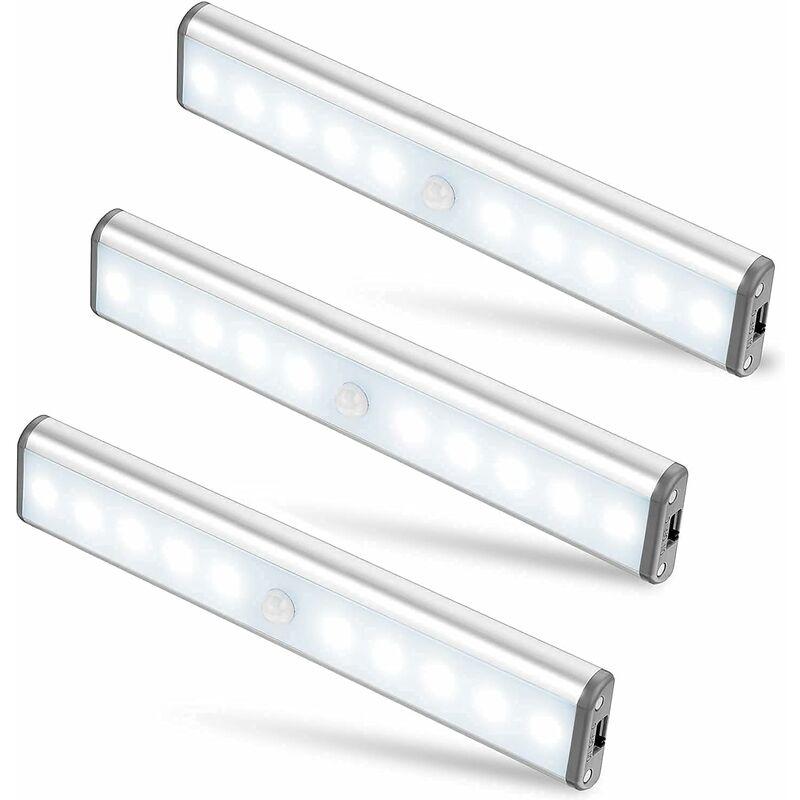 Hình ảnh Bộ 3 10 đèn LED không dây Đèn LED không dây có thể sạc lại USB White 2 Mode Lighting di động. Đèn tủ quần áo, đèn ban đêm của trẻ em, phụ tùng
