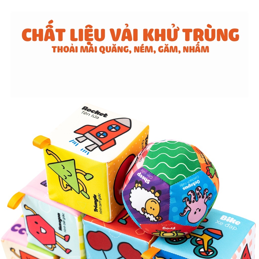 Đồ Chơi Hình Khối Vải Xúc Xắc Vui Nhộn Travel Block 9 Pcs (0-2 tuổi)