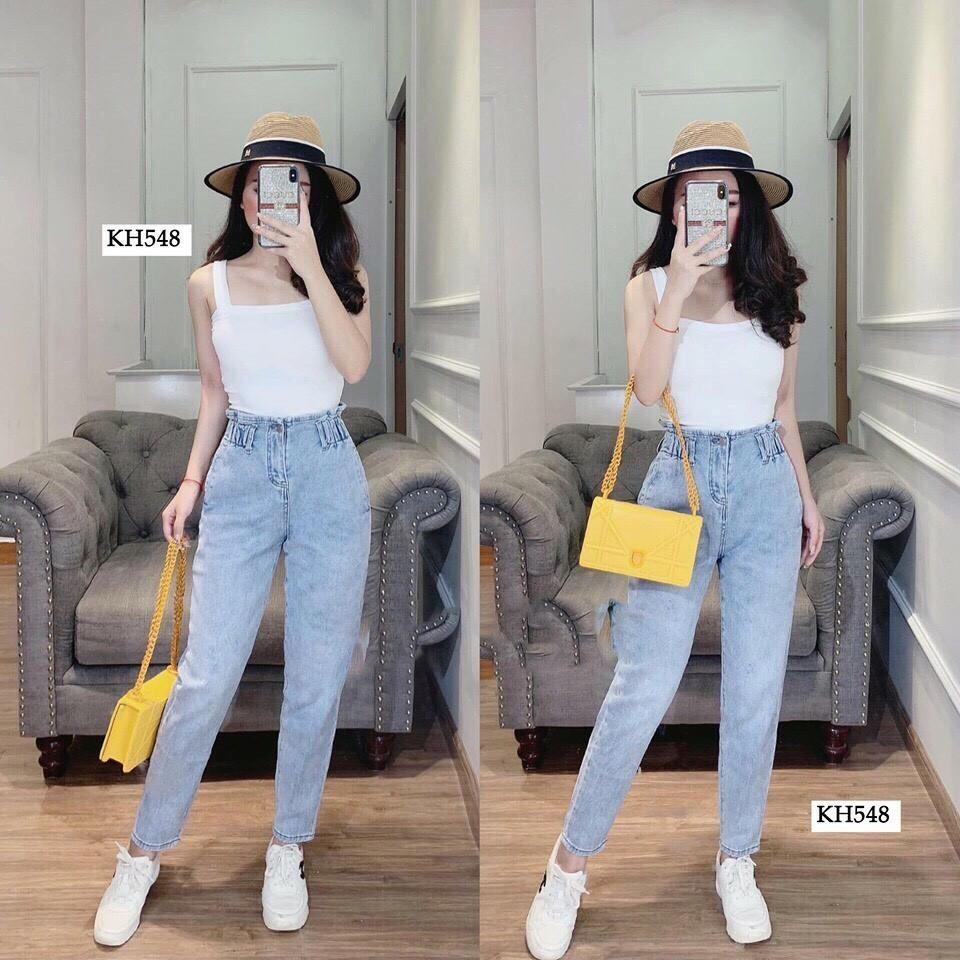 Quần jean nữ baggy King168, quần nữ co dãn nhẹ mẫu JN16