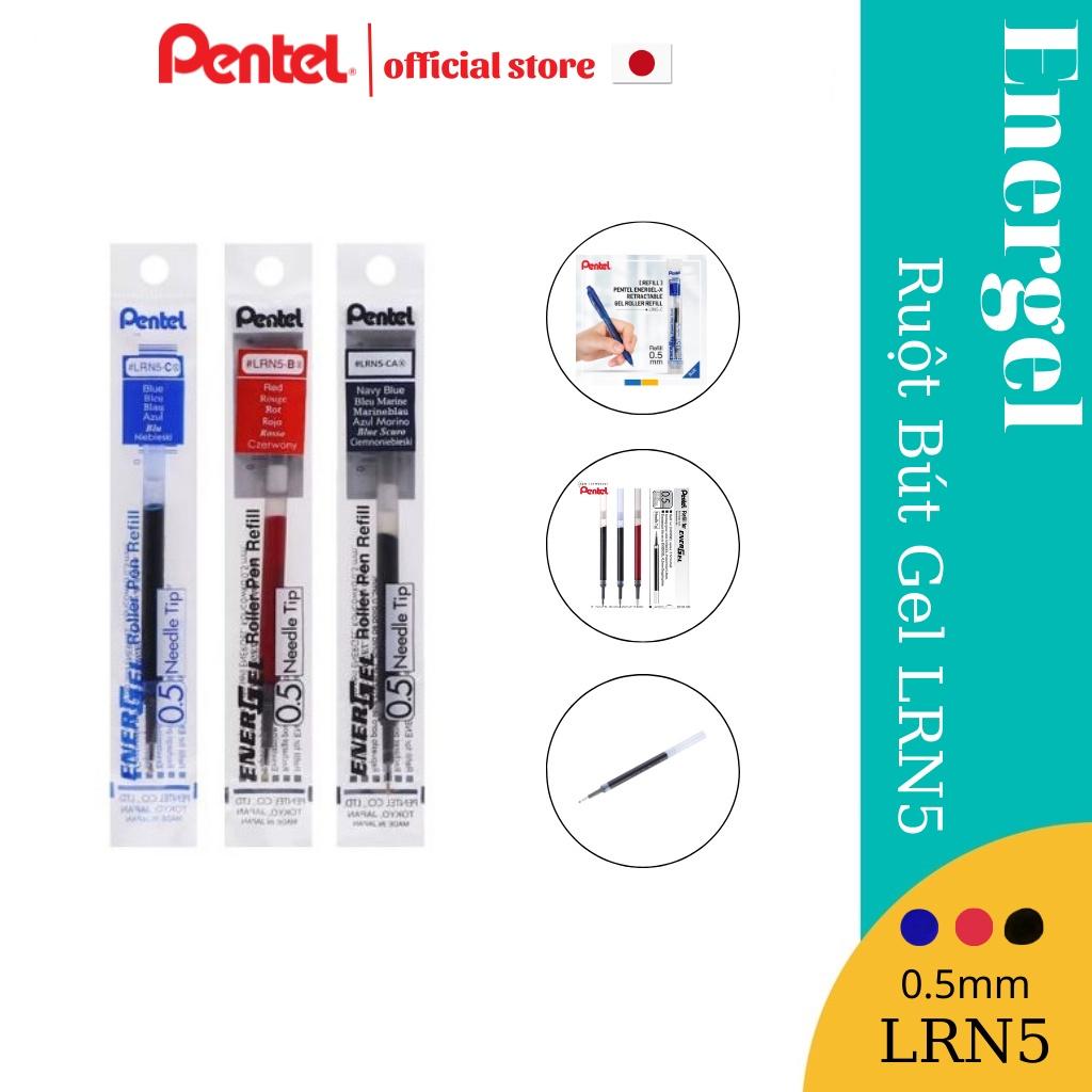 Ruột Bút Ký Mực Gel Pentel LRN5 Ngòi 0.5mm | 3 Màu Mực Xanh/ Đen/ Đỏ | Thay Mọi Loại Bút Gel Của Pentel | HSD Dài Lâu