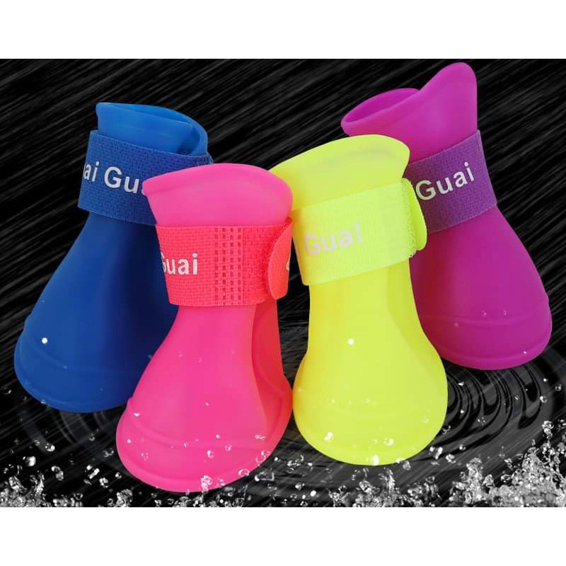 Set 4 Chiếc Giày Đi Mưa Dành Cho Chó Mèo Đủ Size Nhiều Màu Dễ Thương - MÀU NGẪU NHIÊN