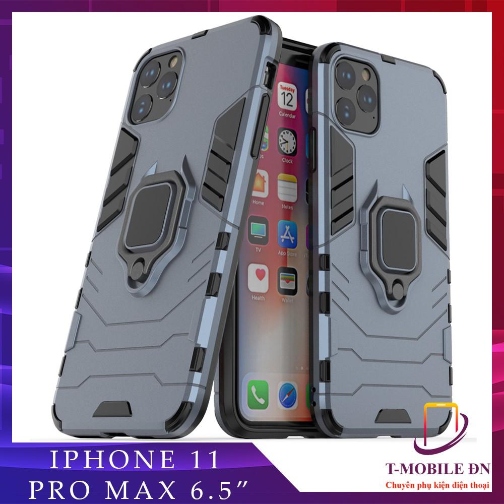 Ốp lưng cho iPhone 11 Pro Max iron man chống sốc kèm nhẫn xoay chống xem video bảo vệ camera