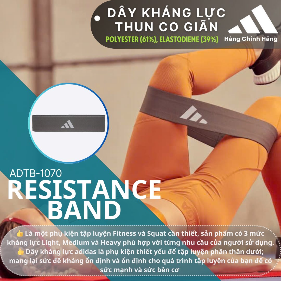 Dây Kháng Lực Thun Co Giãn ADIDAS ADTB-1070 Resistance Band (Bảng rộng 7.5 cm) - Hàng Chính Hãng