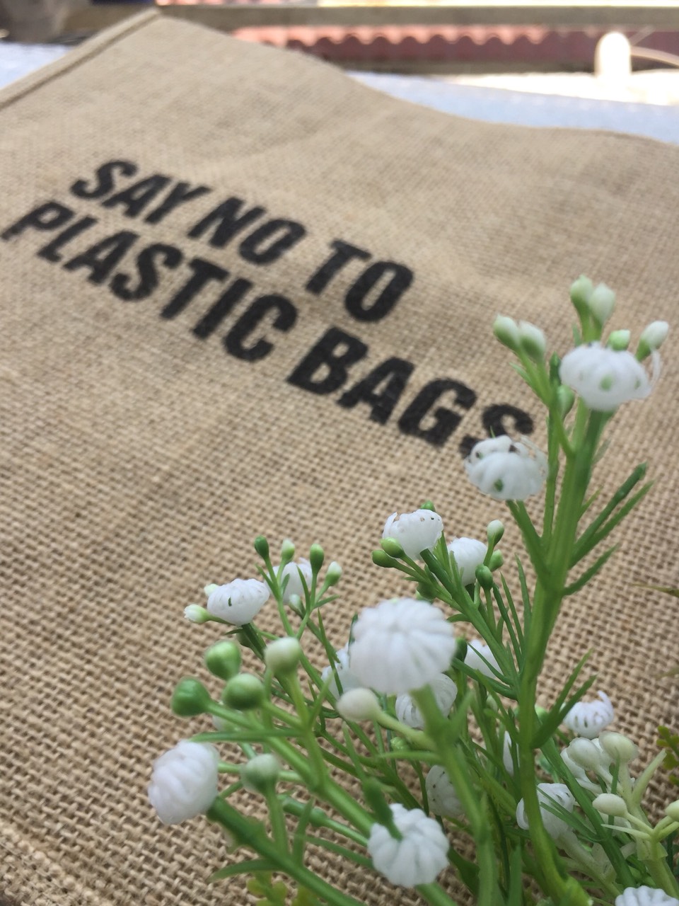 Túi vải đay cao cấp, in chữ SAY NO TO PLASTIC BAGS thân thiện môi trường, túi thời trang công sở, du lịch, dạo phố, đi biển