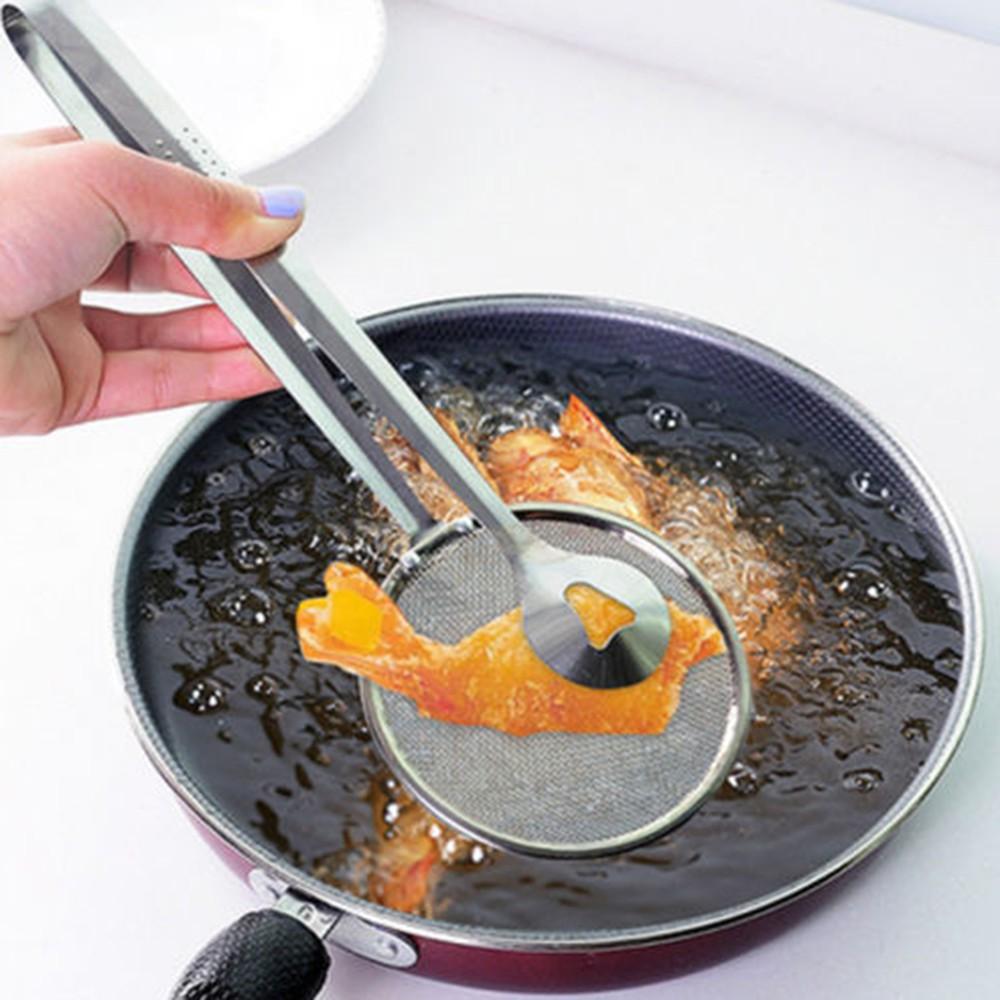 Dụng cụ gấp đồ chiên có lưới ráo dầu bằng thép không gỉ tiện lợi