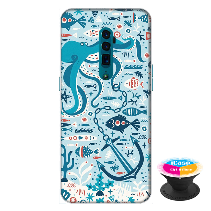 Ốp lưng điện thoại Oppo Reno 10X Zoom hình Cá Xanh tặng kèm giá đỡ điện thoại iCase xinh xắn - Hàng chính hãng