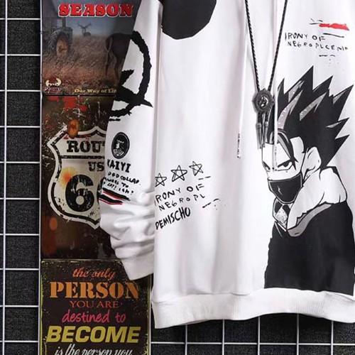 Áo hoodie dài tay in họa tiết hoạt hình thời trang dành cho nam