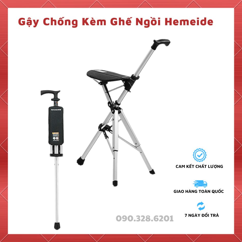 Gậy Đi Bộ Kiêm Ghế Ngồi Gấp Gọn, Gậy Chống Cho Người Già Batoong Gậy Dã Ngoại Đa Năng