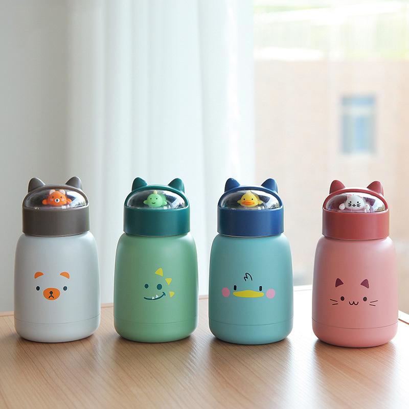 Mèo Đôi Thép Không Gỉ Cà Phê Giữ Nhiệt Cốc Tập Uống 270Ml Màu Hồng Xanh Màu Máy Hút Bình Giữ Nhiệt Du Lịch Cách Nhiệt Chai Lọ