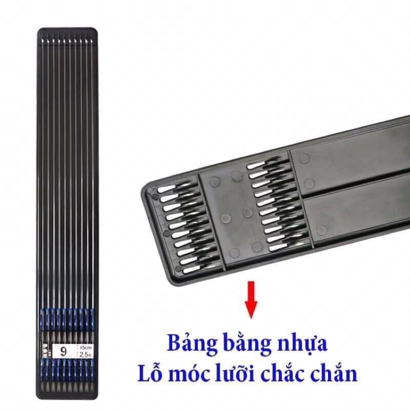 Hộp 10 bộ thẻo buộc sẵn câu đài(Lưỡi có ngạnh)hàng lưỡi nhập khẩu