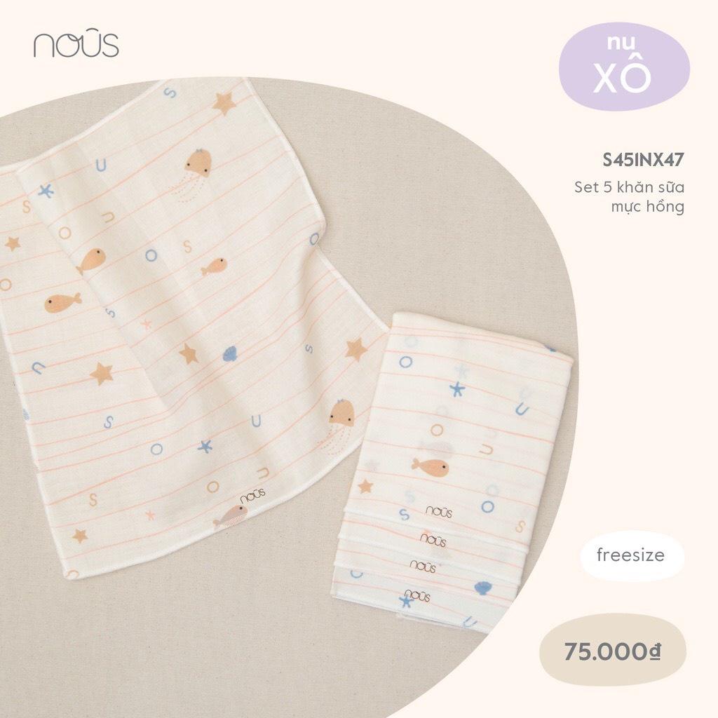 Phụ kiện NOUS - Set 5 khăn sữa cho bé - Chất liệu Nu Xô 100% cotton thiên nhiên