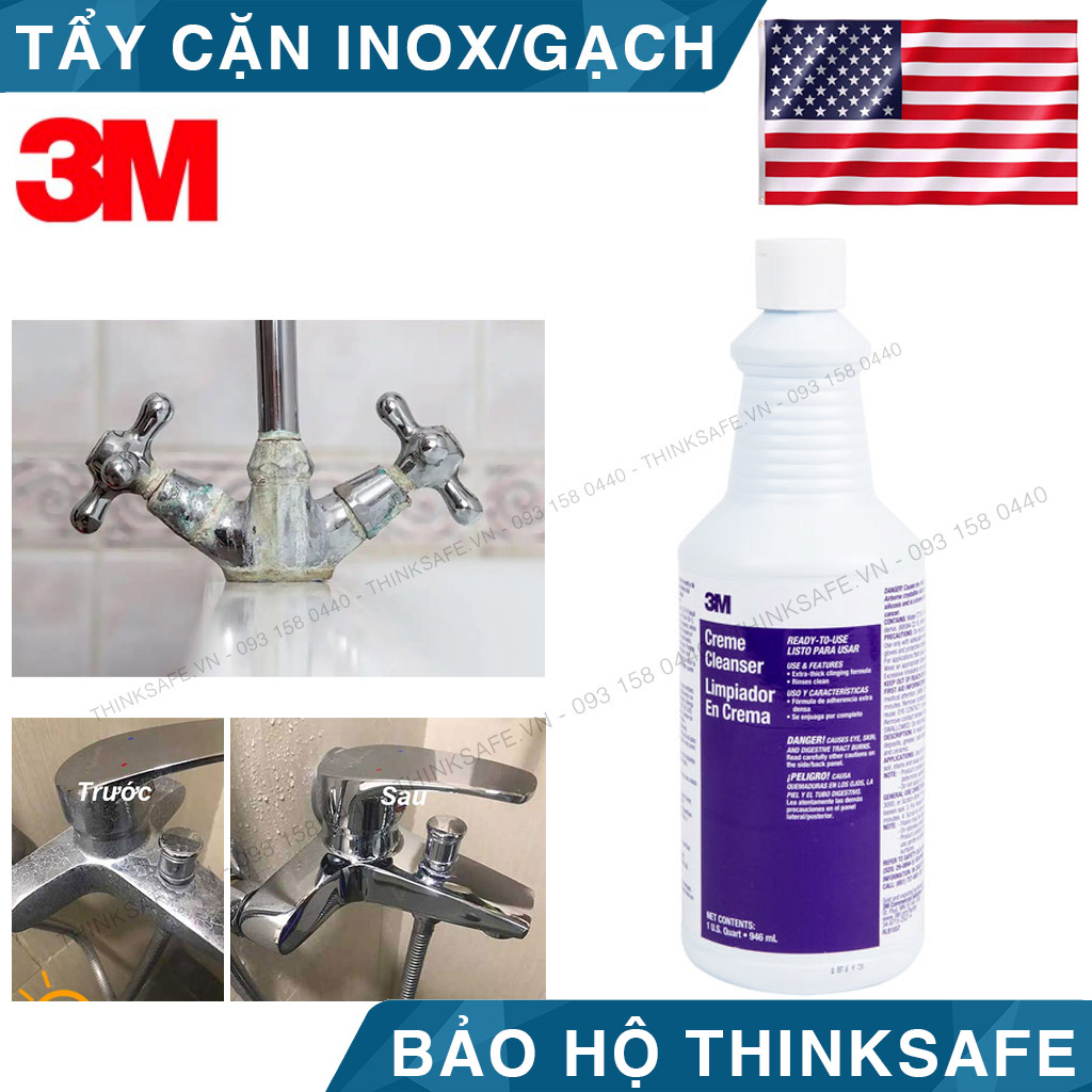 Chai tẩy cặn canxi, xà phòng, rỉ sắt đồ đạc trong phòng tắm và bề mặt gốm sứ 3M Creme Cleaner