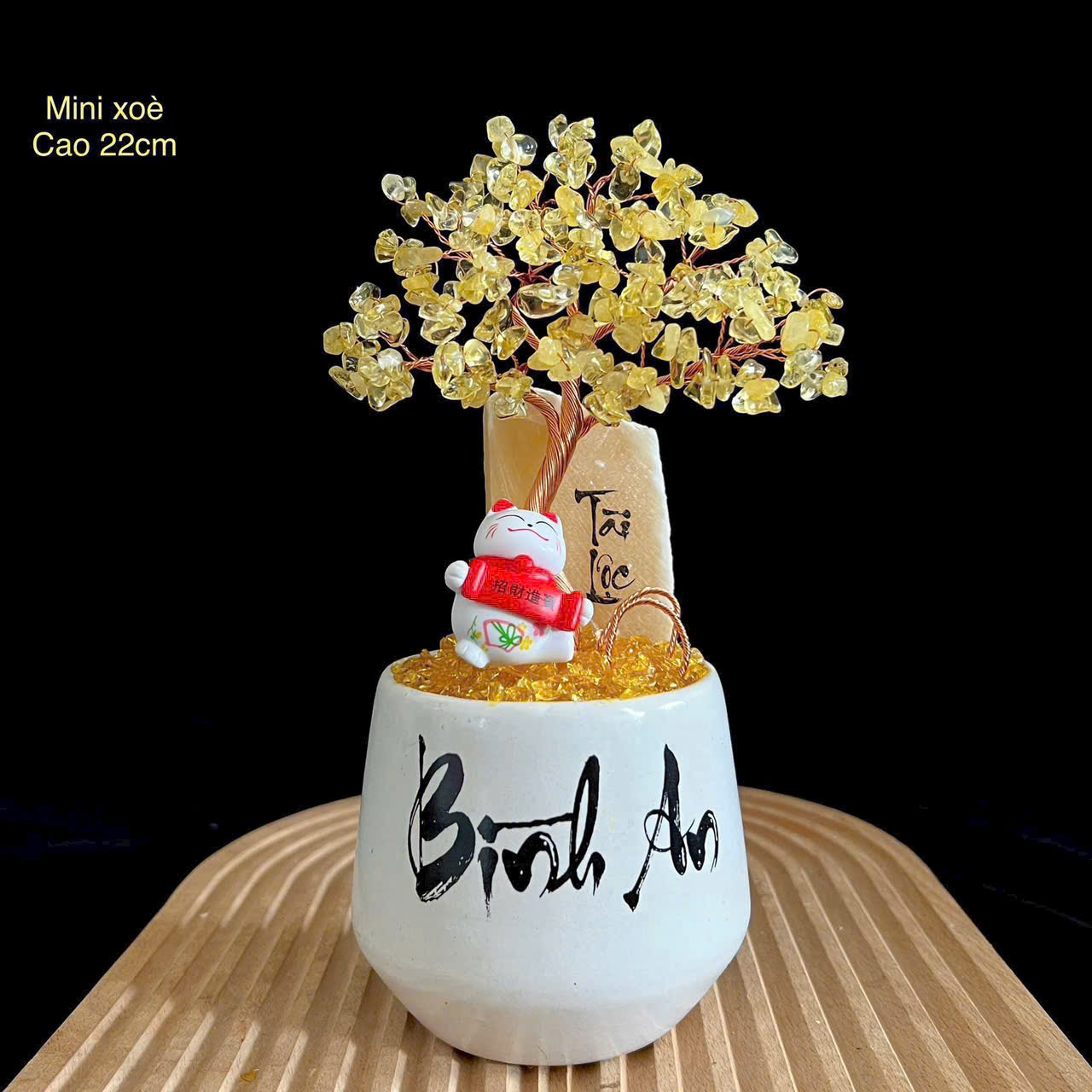 Cây Tài Lộc Thạch Anh 22cm – Tán Xum Xuê – Đá Tự Nhiên, Trang Trí Bàn Làm Việc – Phòng Khách