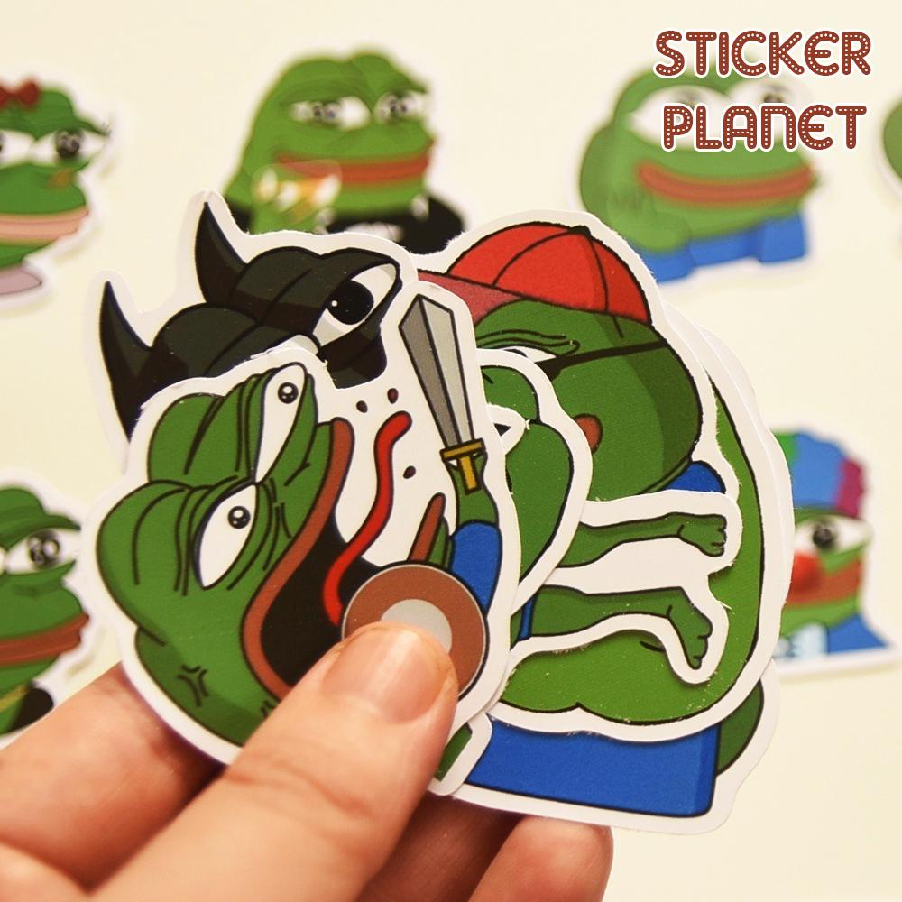 Sticker meme ếch hài hước trang trí mũ bảo hiểm, laptop, điện thoại, đàn, ván trượt