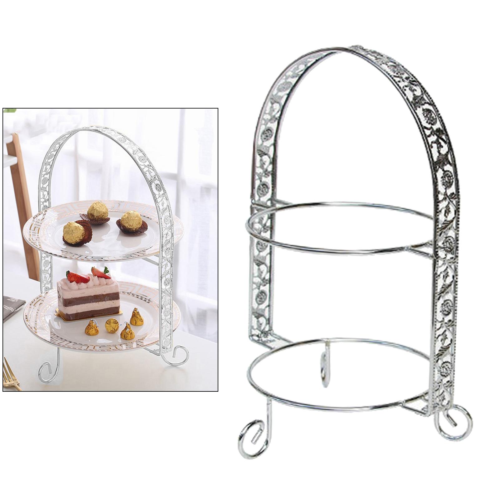 Iron 2-Tire Cupcake Platter Display Stand Serving Plate Rack