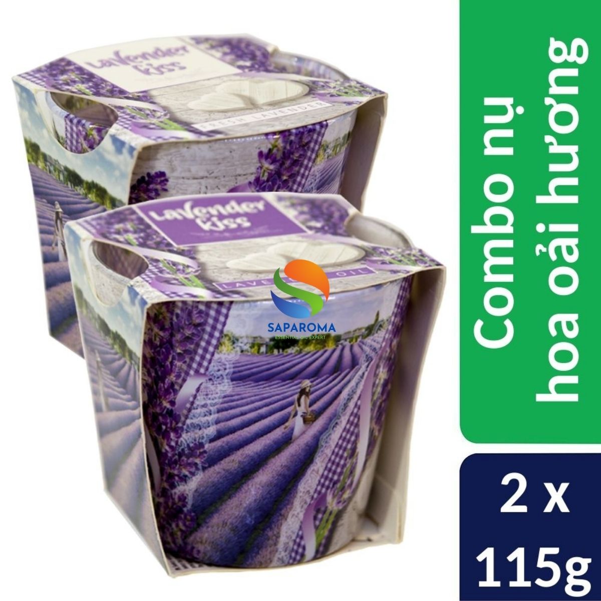 Combo 2 ly nến thơm tinh dầu Bartek Lavender Kiss 115g - nụ hoa oải hương, nến trang trí, thơm phòng, thư giãn, hỗ trợ khử mùi