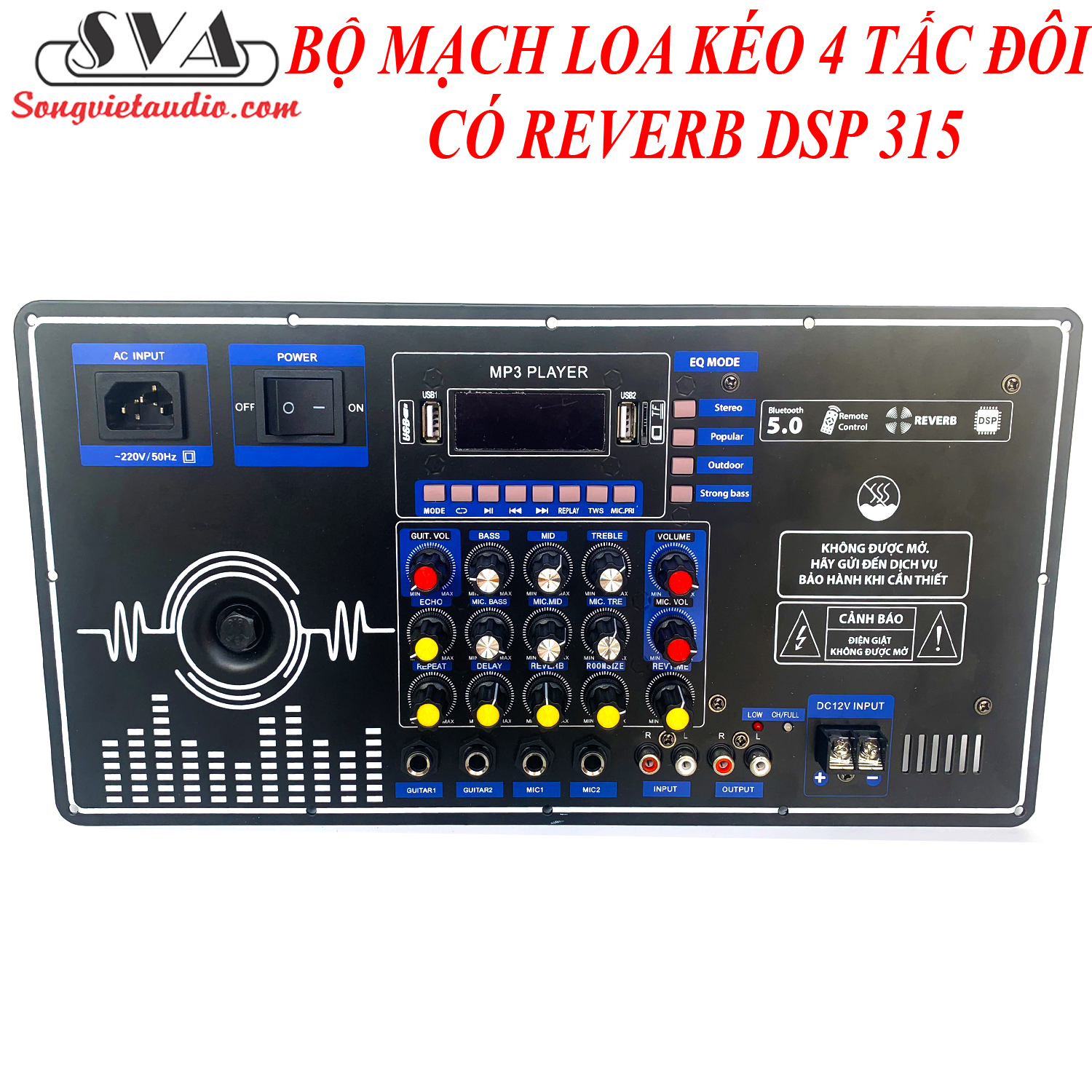 BỘ MẠCH LOA KÉO 4 TẤC ĐÔI CÓ REVERB DSP 315 - 19X38CM